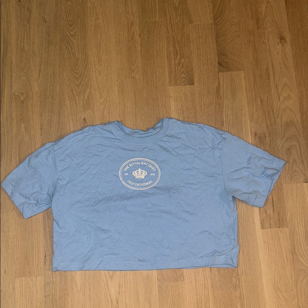 Light Blue Women's Graphic Crop Tee - Unbranded